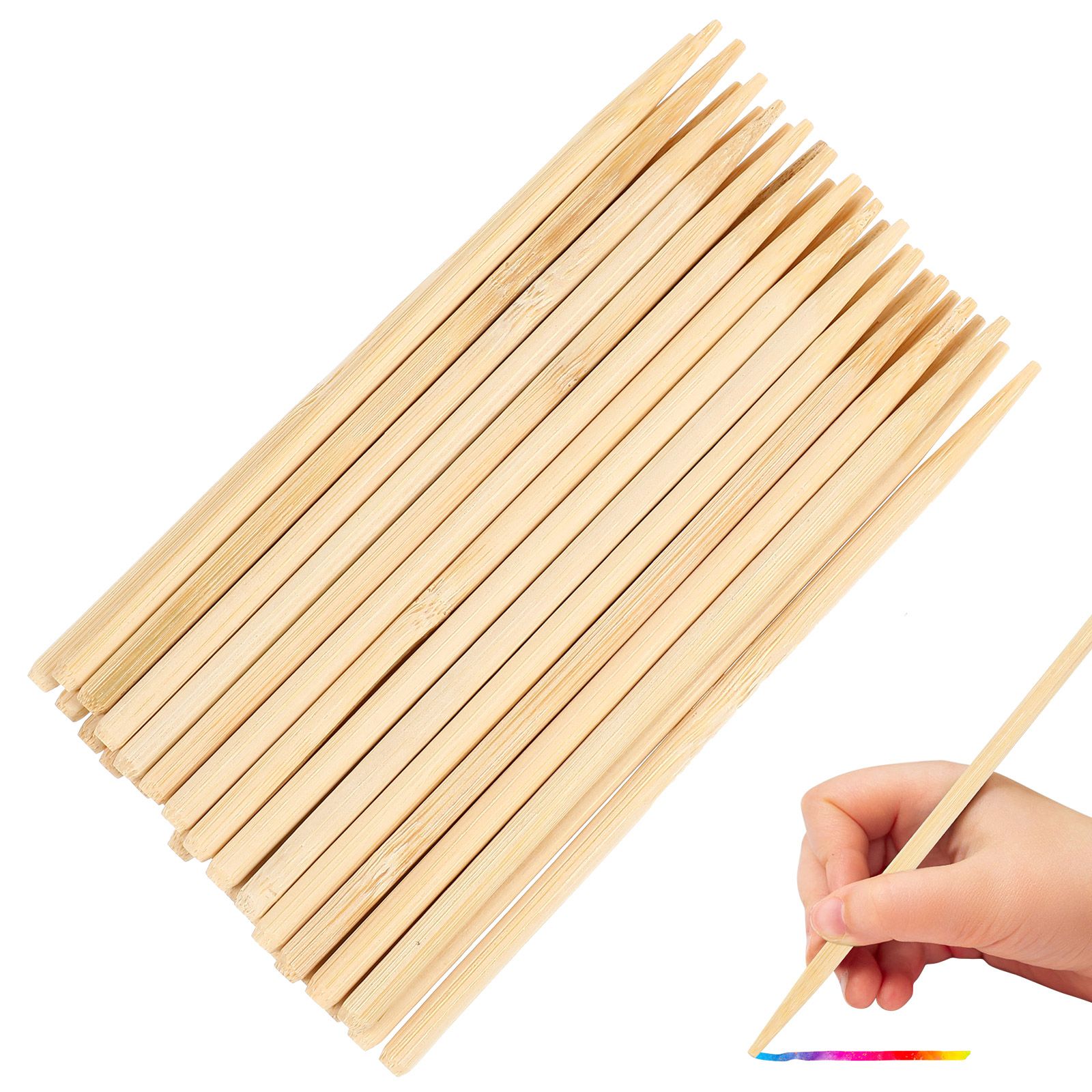 Woodworking Kids Toys - 30pcs Scratch Bamboo Pens Wax Sticks