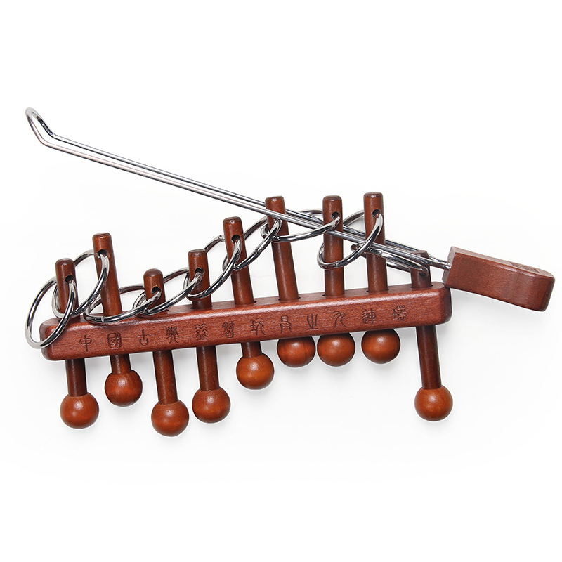 Woodworking Kids Toys - Classical Chinese Nine Linked Rings Puzzle