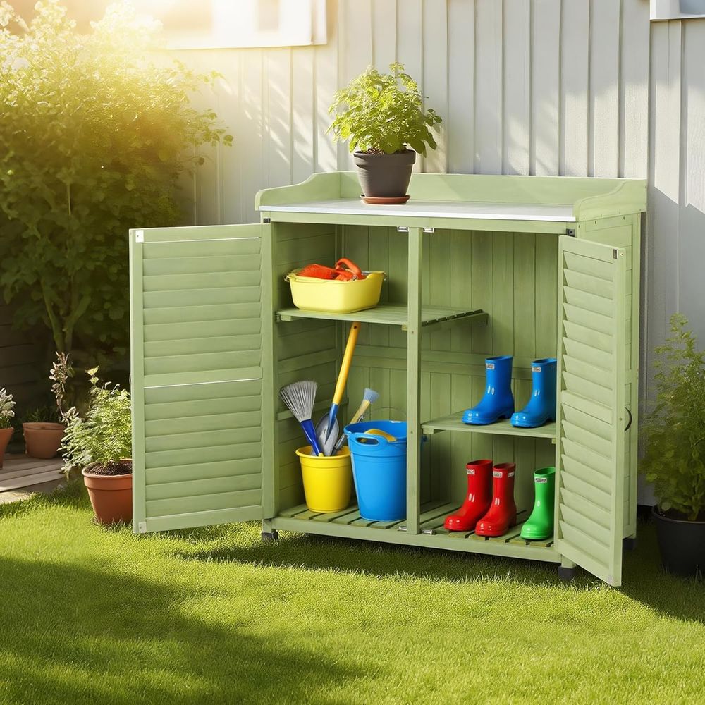 Outdoor Potting Bench with Met - огляд і ціна Workbench Woodworking