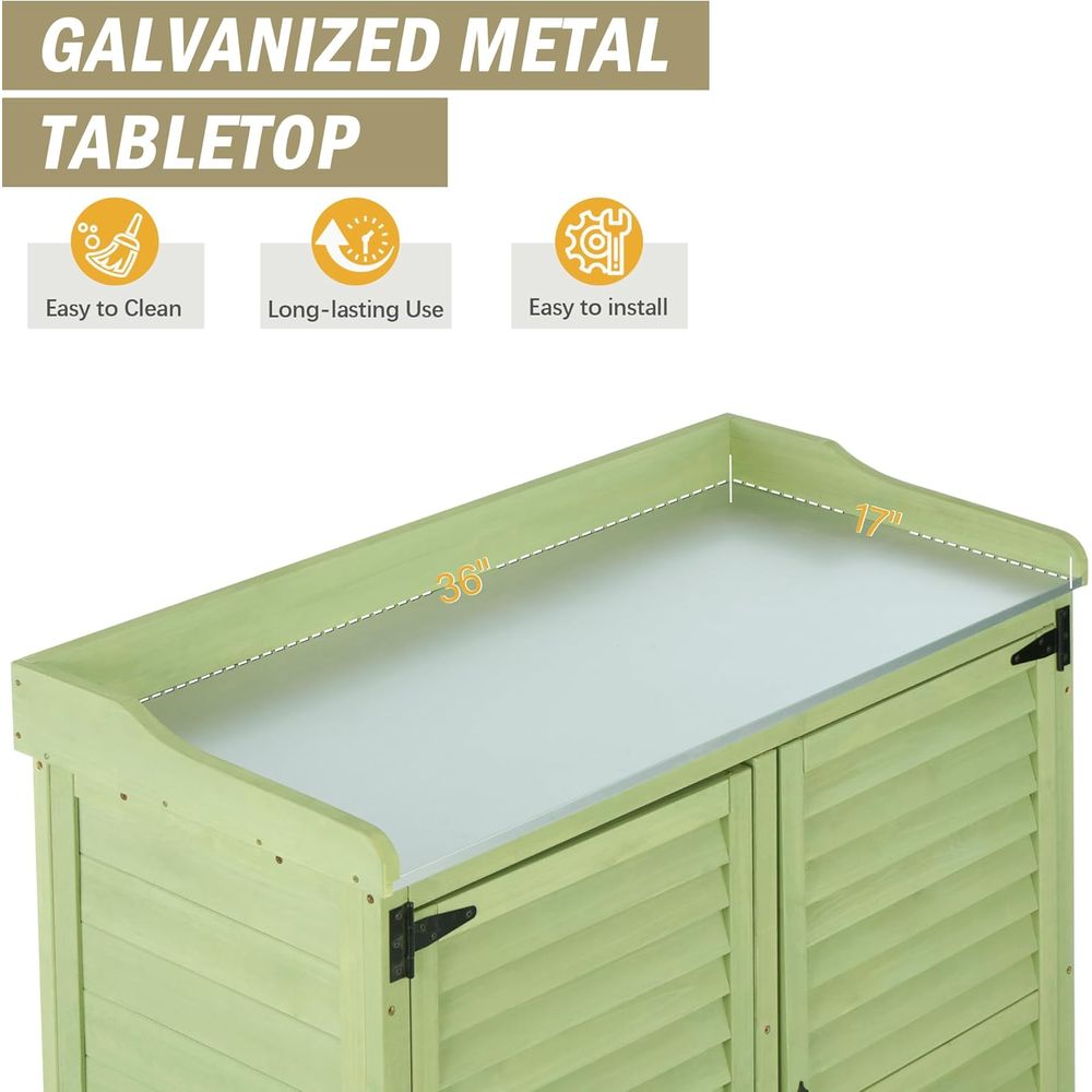 Outdoor Potting Bench with Met - огляд і ціна Workbench Woodworking