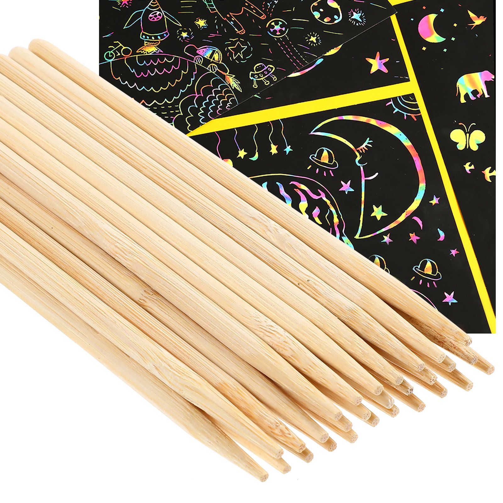 30pcs Scratch Bamboo Pens Wax  - огляд і ціна Woodworking Kids Toys
