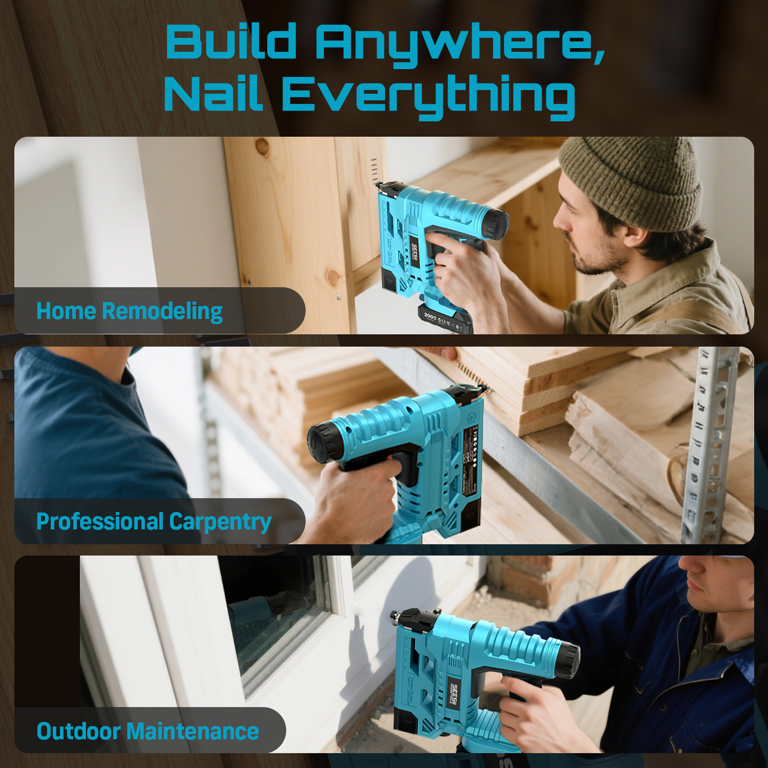 SEESII Electric Nail Gun Cordl - огляд і ціна Woodworking Nails