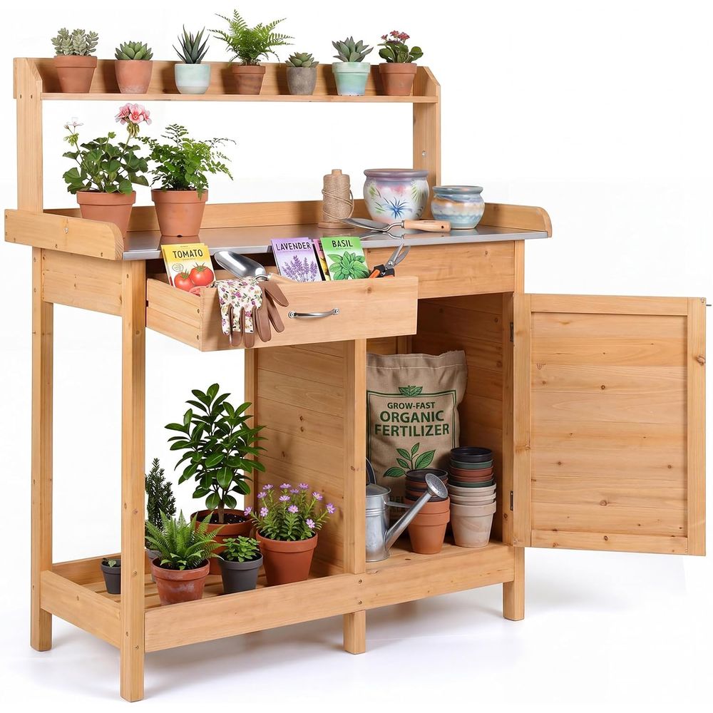 Outdoor Potting Bench Table Wo - огляд і ціна Workbench Woodworking
