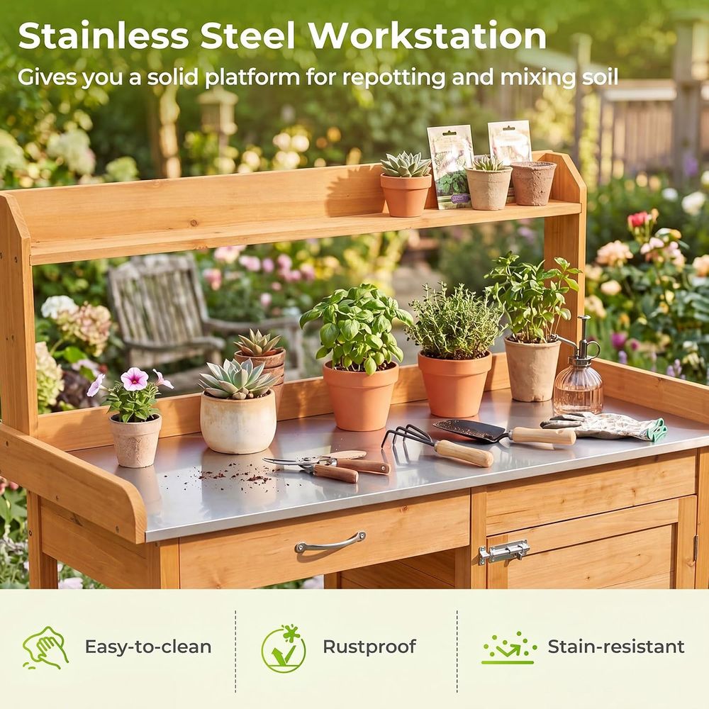 Outdoor Potting Bench Table Wo - огляд і ціна Workbench Woodworking