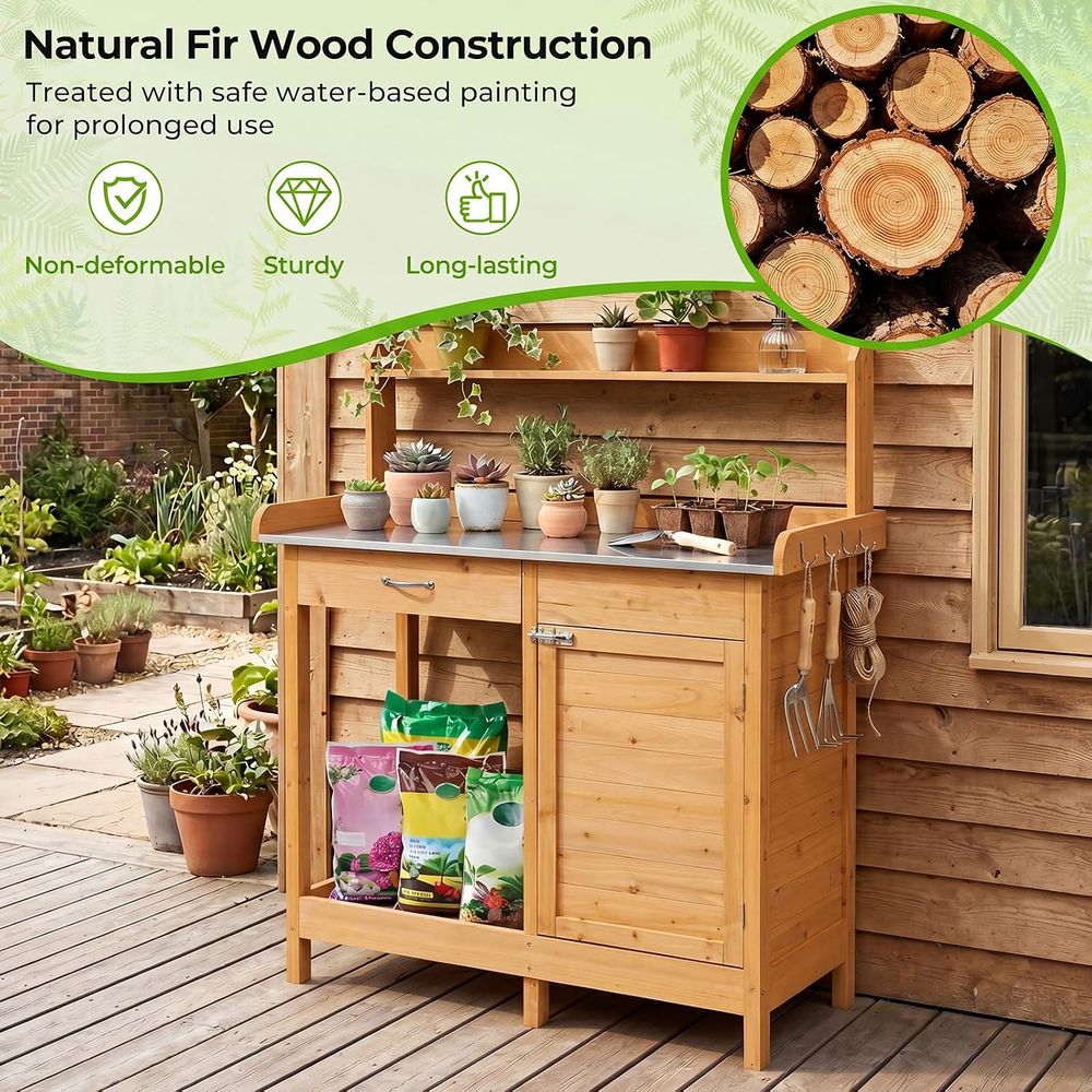 Outdoor Potting Bench Table Wo - огляд і ціна Workbench Woodworking